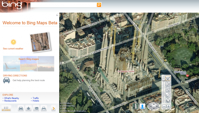 Sagrada Familia en el nuevo Bing Maps