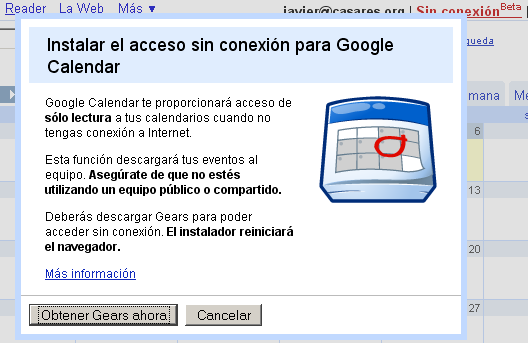 Google Calendar sin conexión