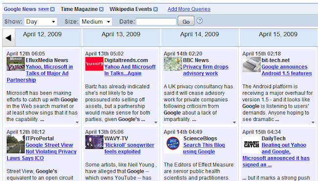 Google News Timeline