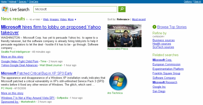 Windows Live News Search