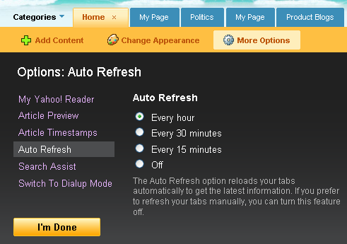 My Yahoo! auto-refresh