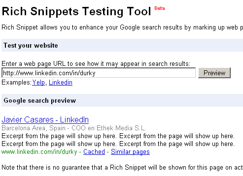 Google Webmaster Tools - Rich Snippets