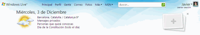 Nueva cabecera de Windows Live